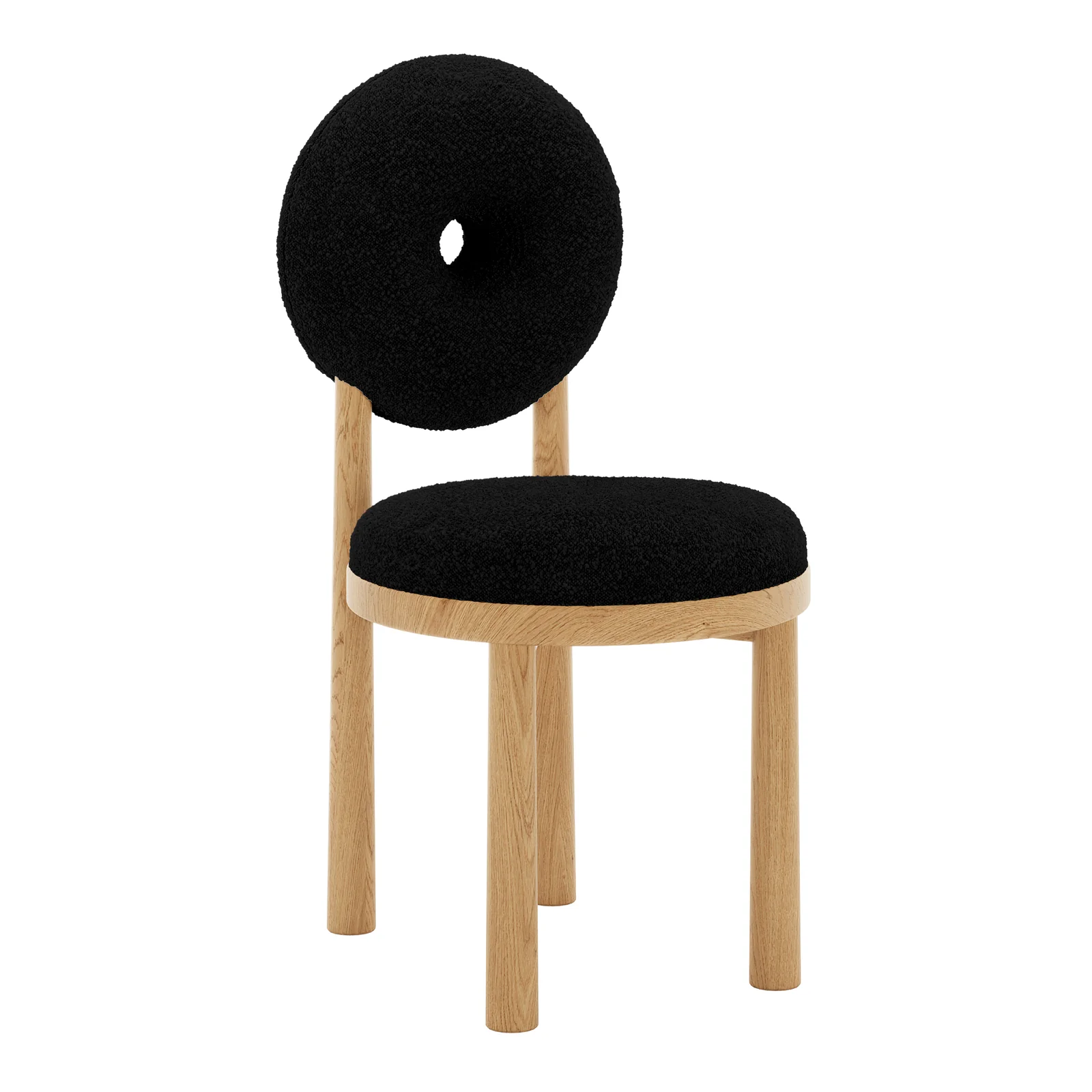 Wubin Boucle Premium Hardwood Dining Chair Set of 2 in Black - Image 5