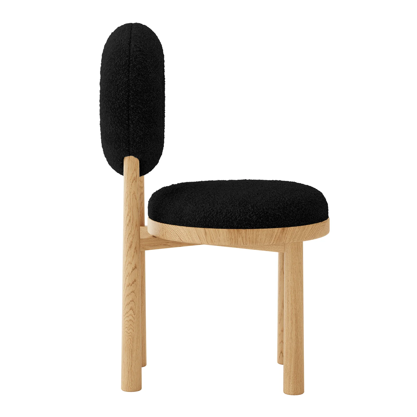 Wubin Boucle Premium Hardwood Dining Chair Set of 2 in Black - Image 6