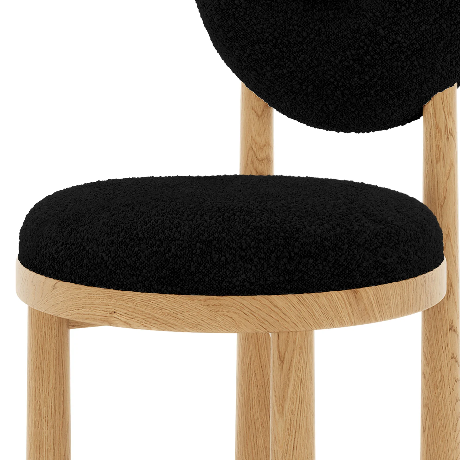 Wubin Boucle Premium Hardwood Dining Chair Set of 2 in Black - Image 9