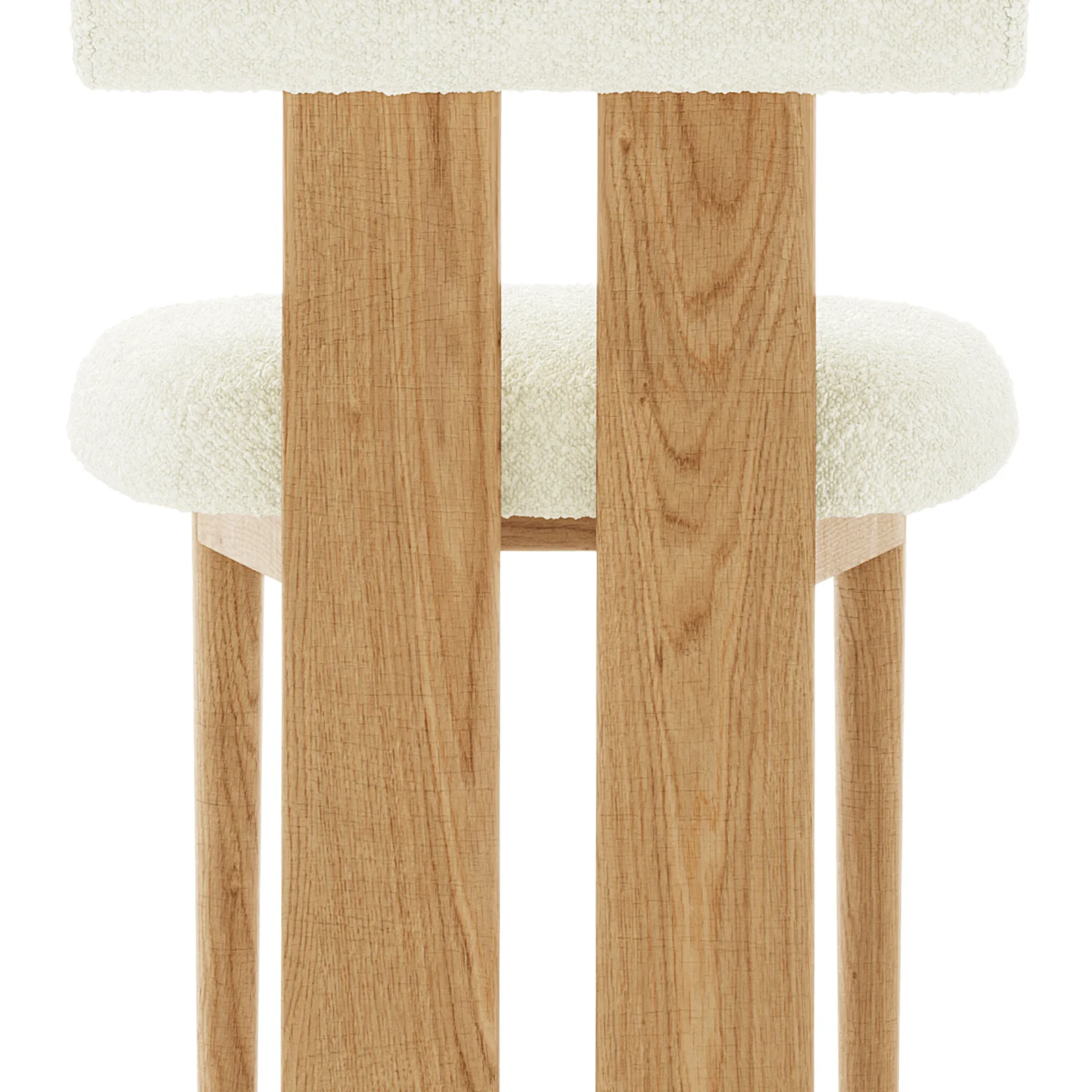 Wylie Boucle Hardwood Dining Chair Set of 2 in Cream White - Image 10