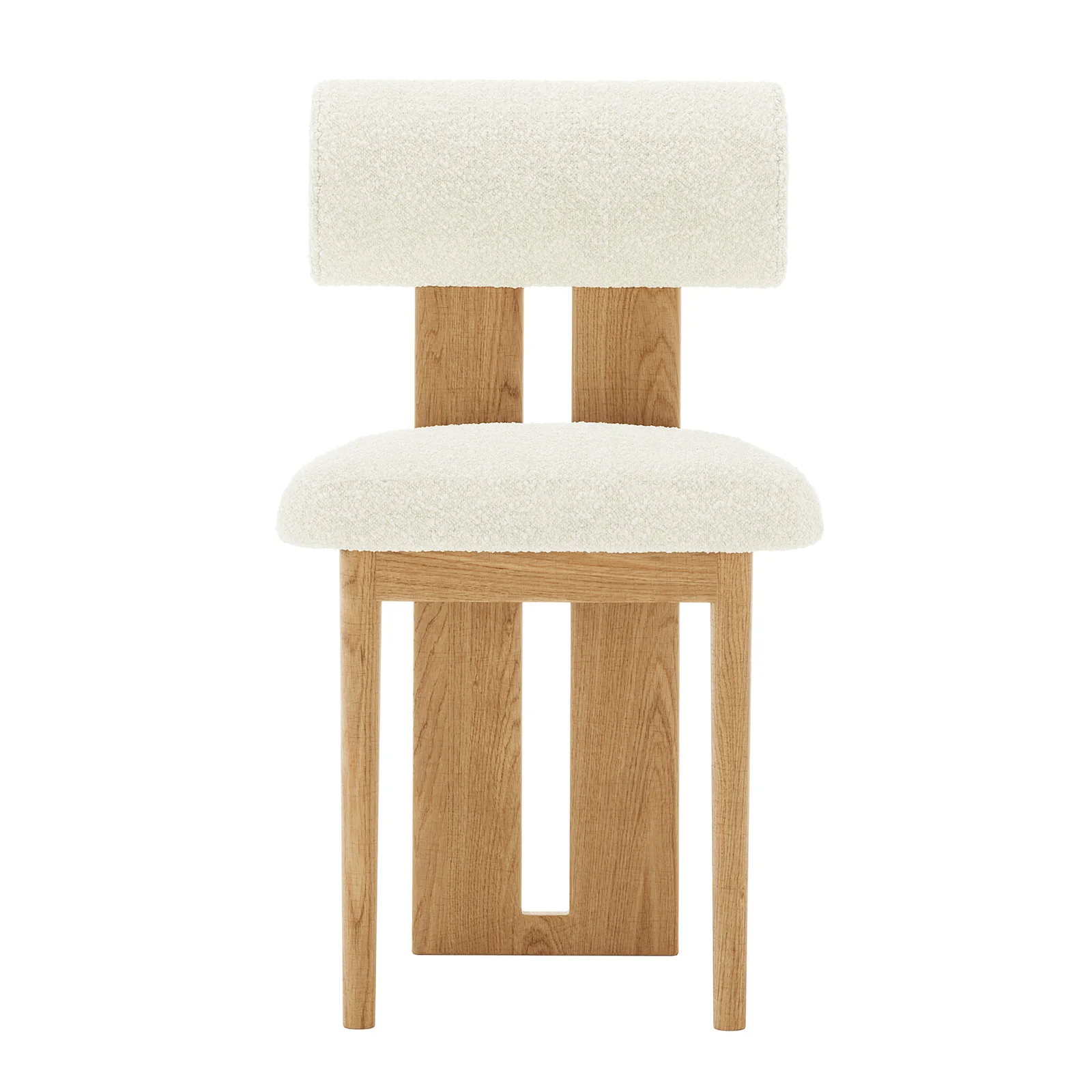 Wylie Boucle Hardwood Dining Chair Set of 2 in Cream White - Image 4