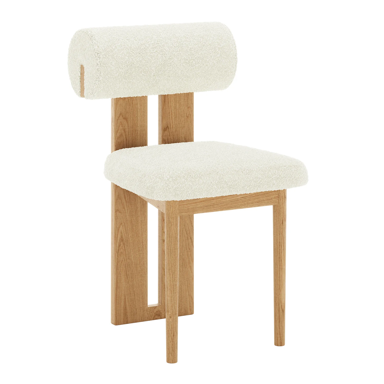 Wylie Boucle Hardwood Dining Chair Set of 2 in Cream White - Image 5