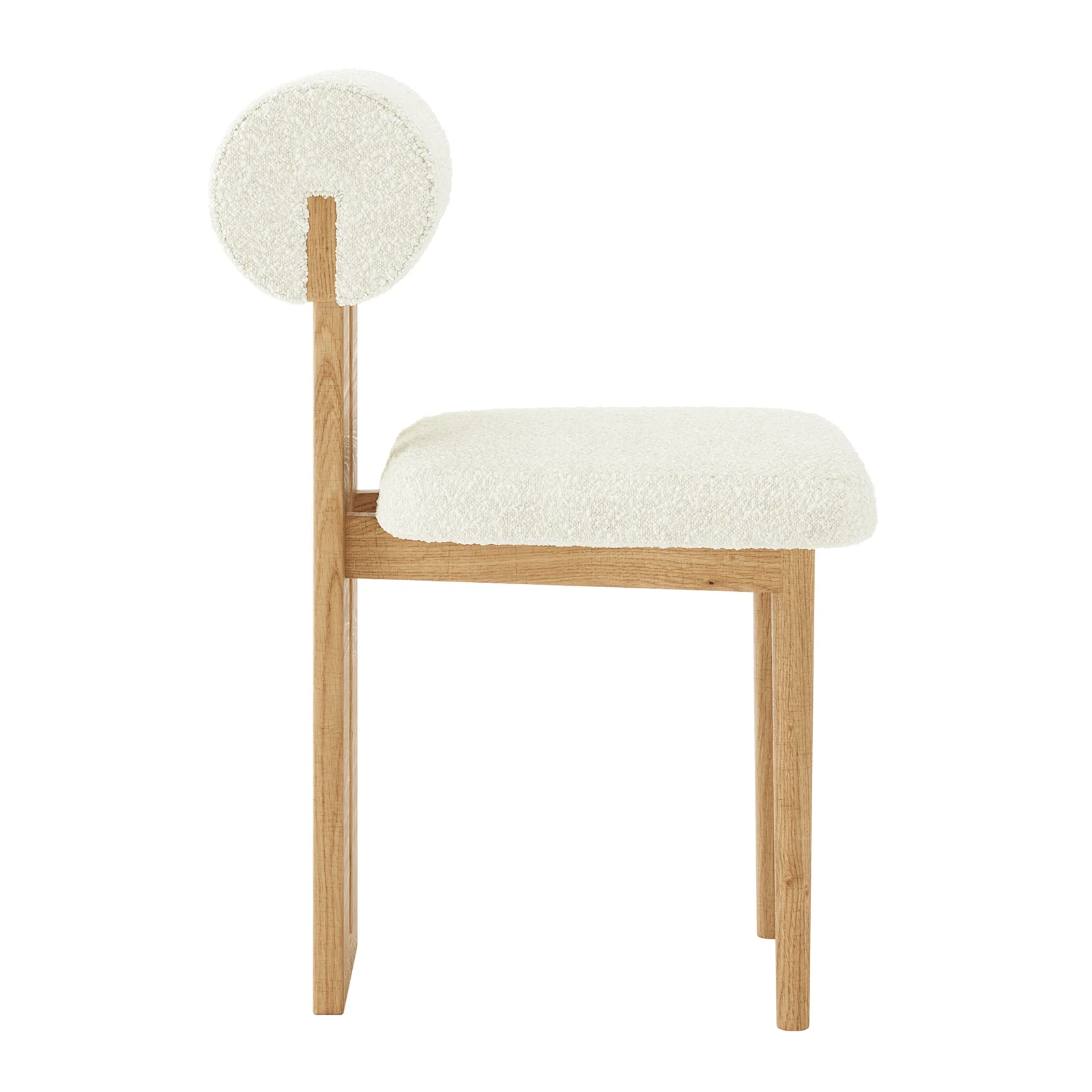 Wylie Boucle Hardwood Dining Chair Set of 2 in Cream White - Image 6