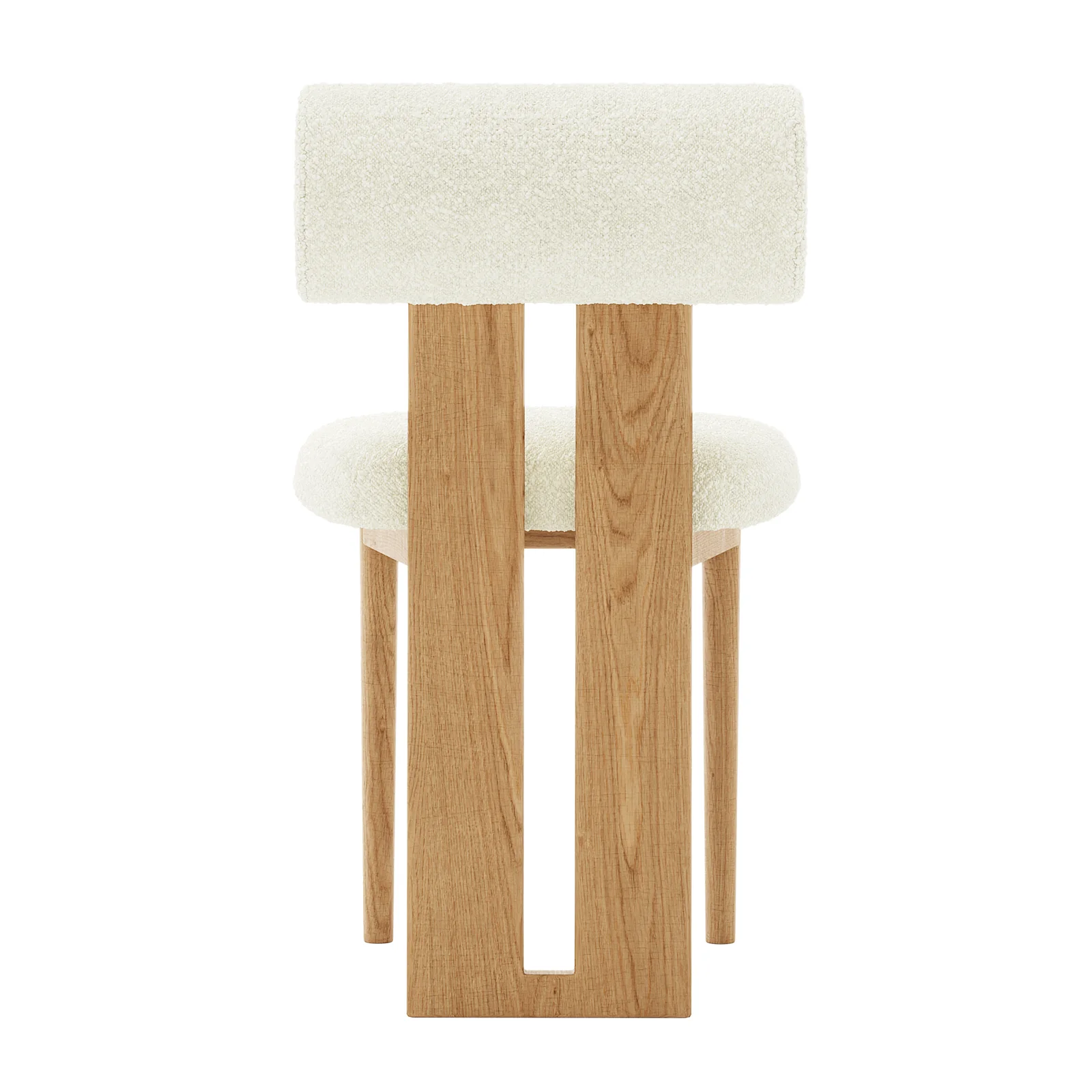 Wylie Boucle Hardwood Dining Chair Set of 2 in Cream White - Image 7