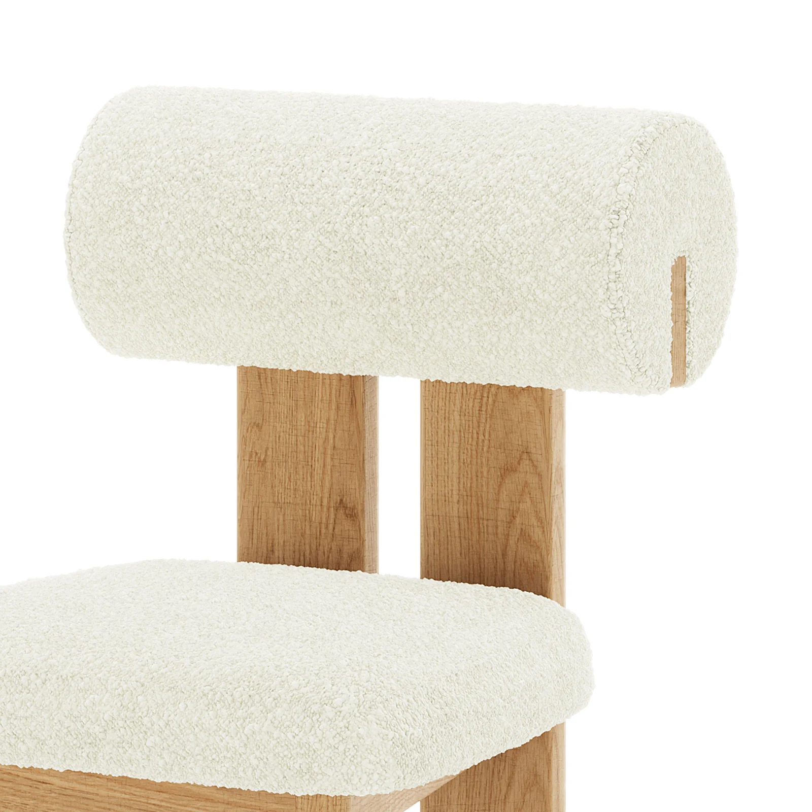 Wylie Boucle Hardwood Dining Chair Set of 2 in Cream White - Image 8