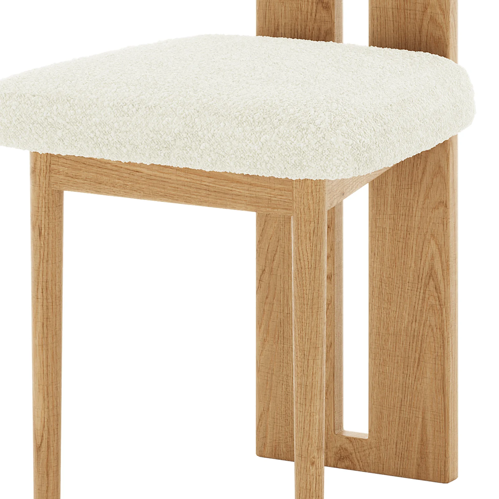 Wylie Boucle Hardwood Dining Chair Set of 2 in Cream White - Image 9