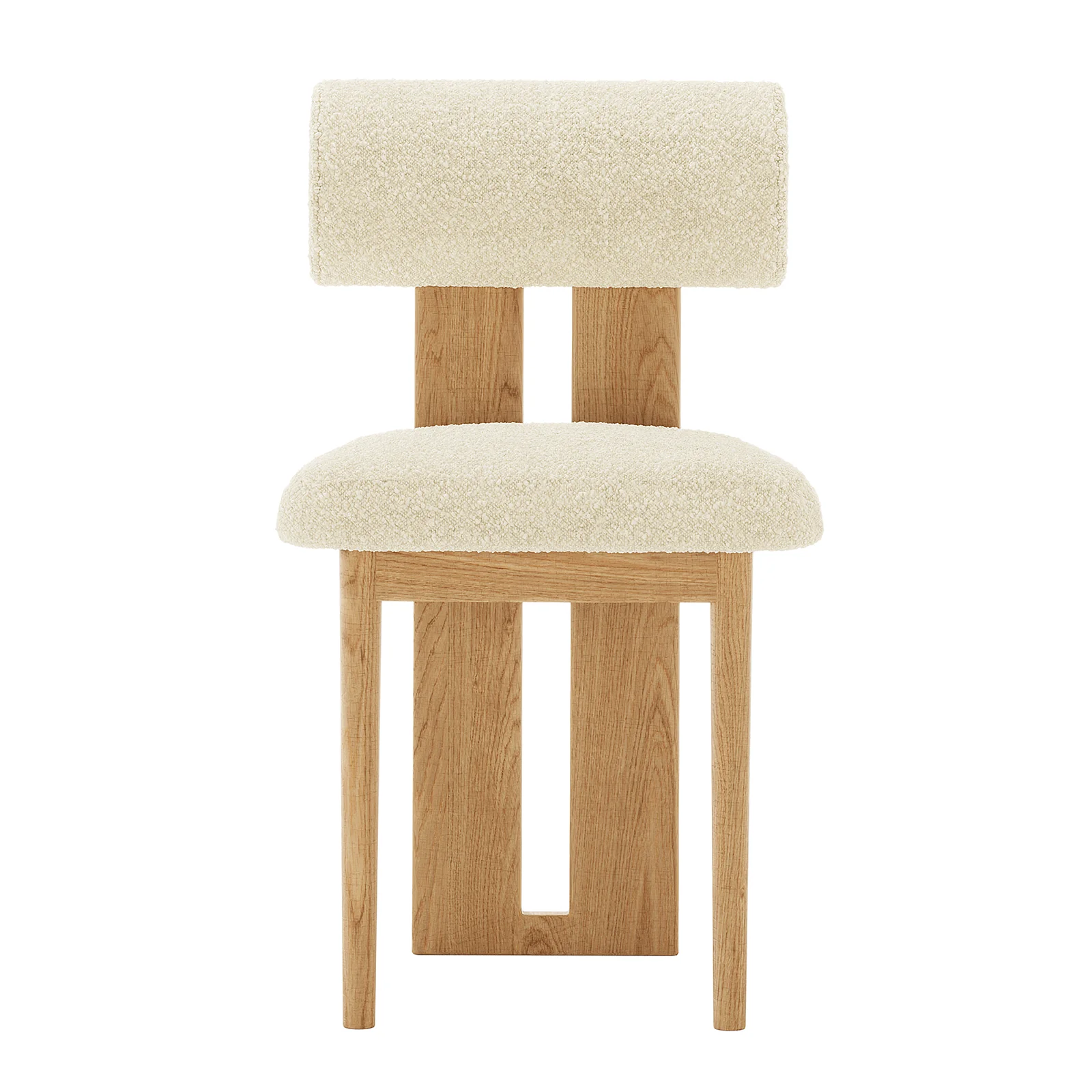 Wylie Boucle Hardwood Oak Dining Chair Set of 2 in Beige - Image 4