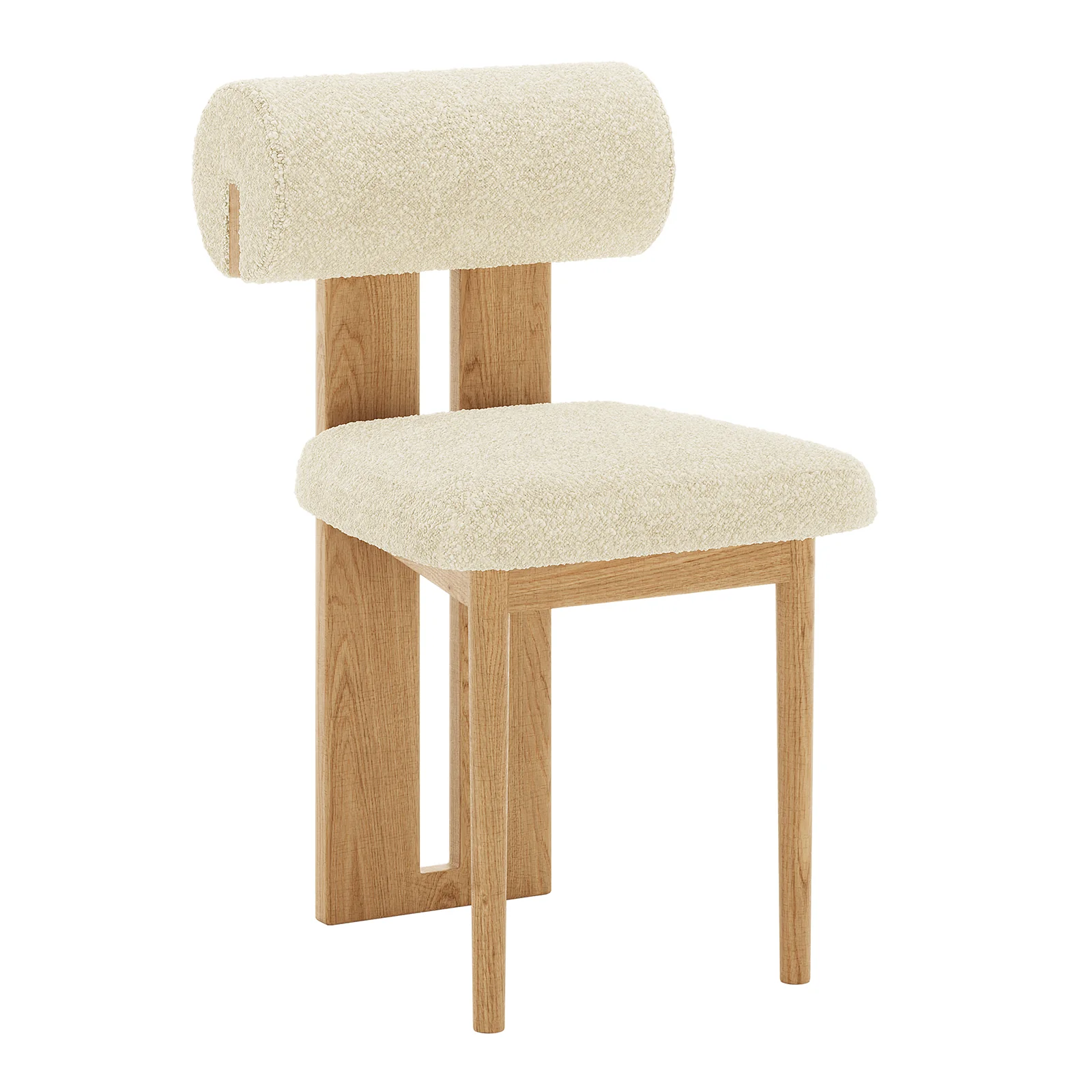 Wylie Boucle Hardwood Oak Dining Chair Set of 2 in Beige - Image 5