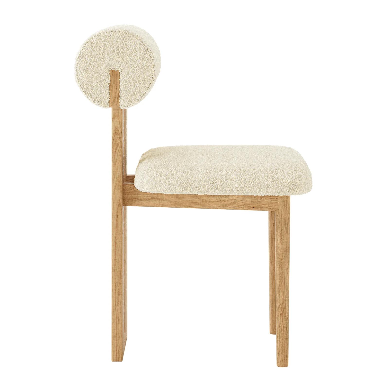 Wylie Boucle Hardwood Oak Dining Chair Set of 2 in Beige - Image 6