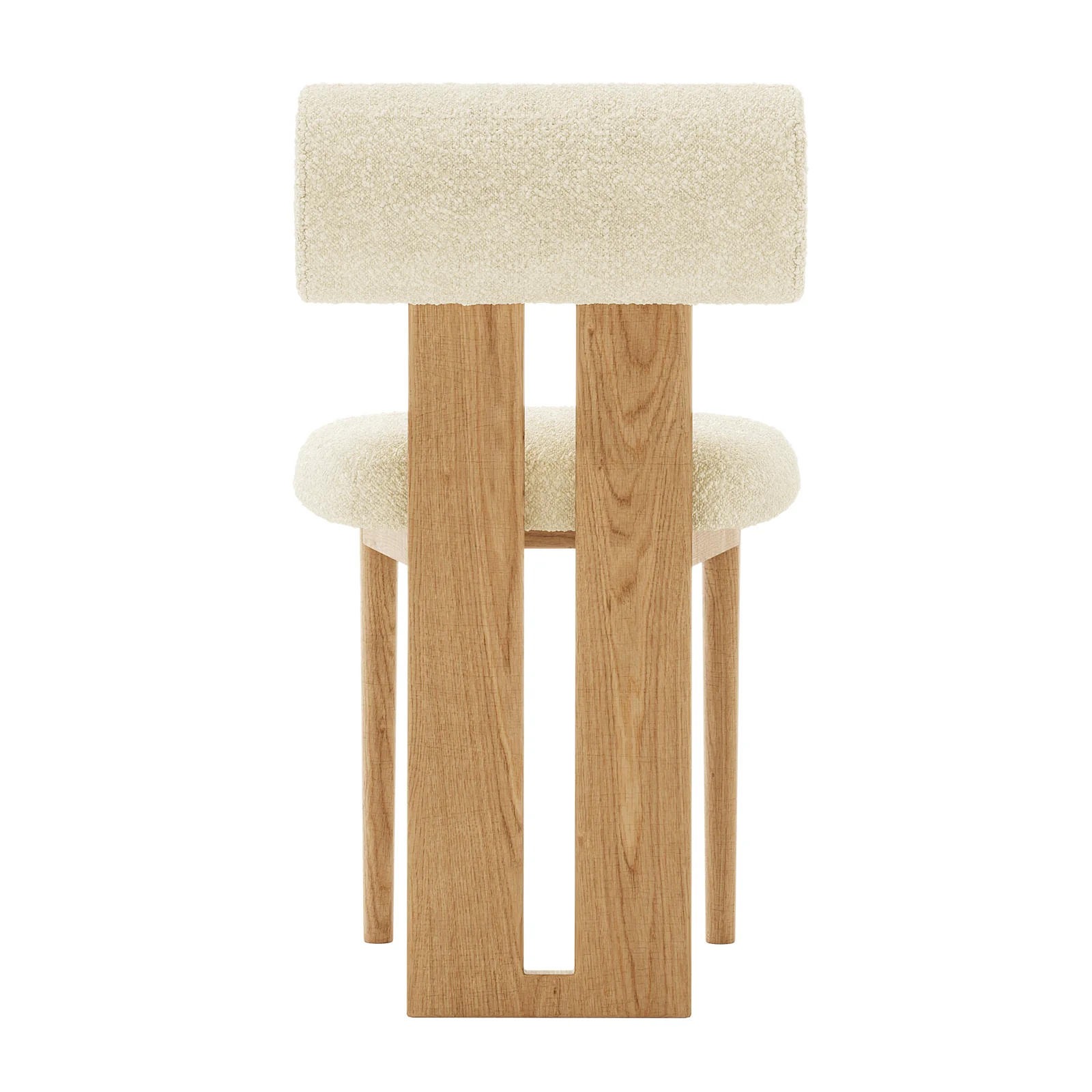 Wylie Boucle Hardwood Oak Dining Chair Set of 2 in Beige - Image 7
