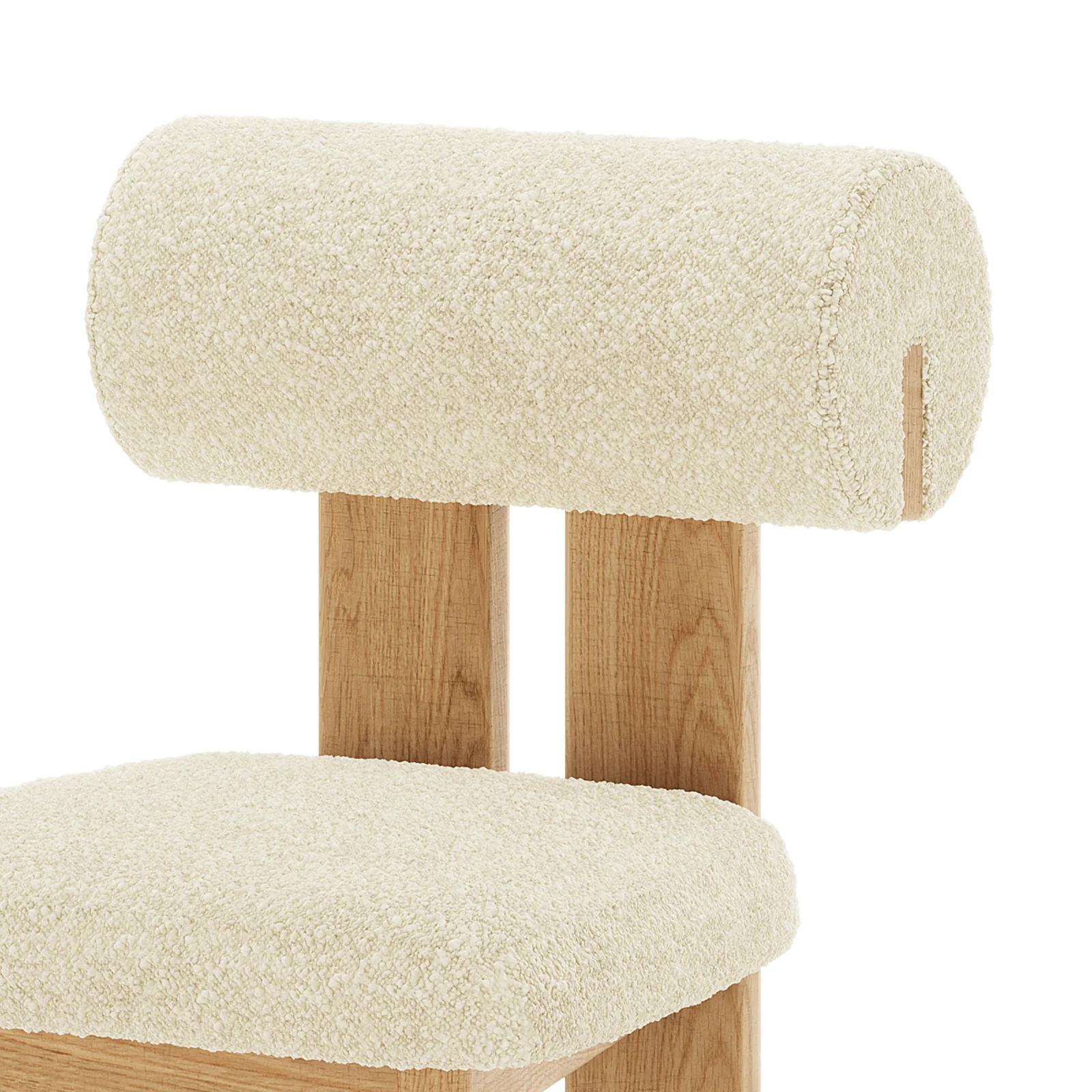 Wylie Boucle Hardwood Oak Dining Chair Set of 2 in Beige - Image 8