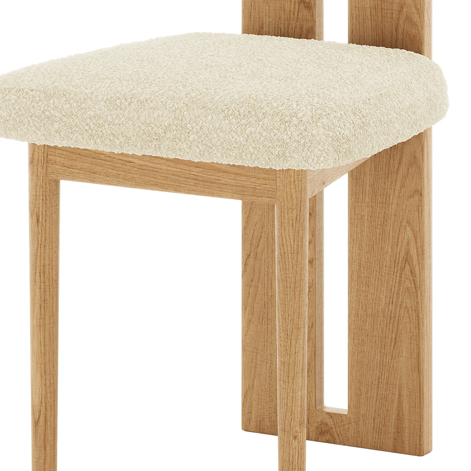 Wylie Boucle Hardwood Oak Dining Chair Set of 2 in Beige - Image 9