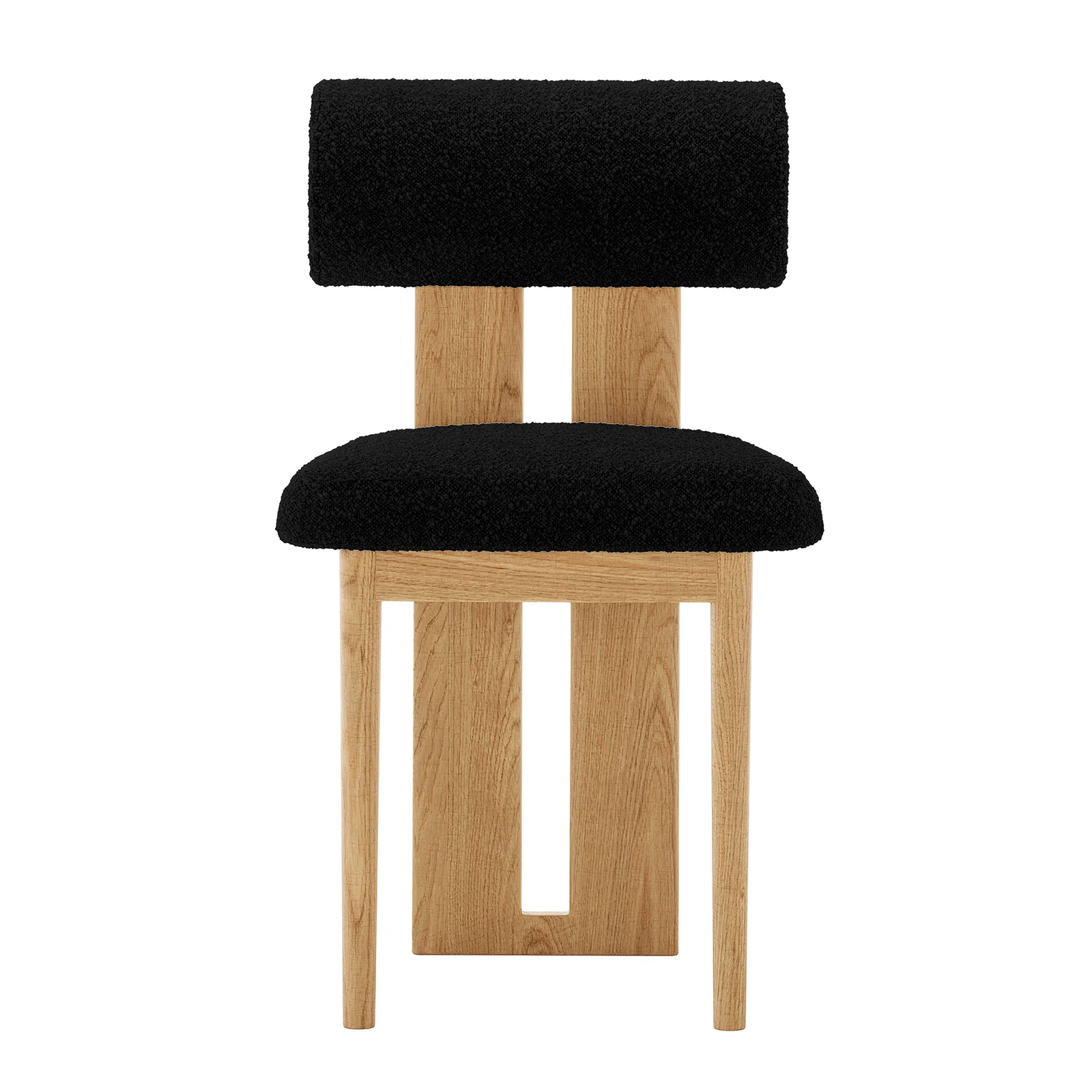 Wylie Boucle Hardwood Oak Dining Chair Set of 2 in Black - Image 4