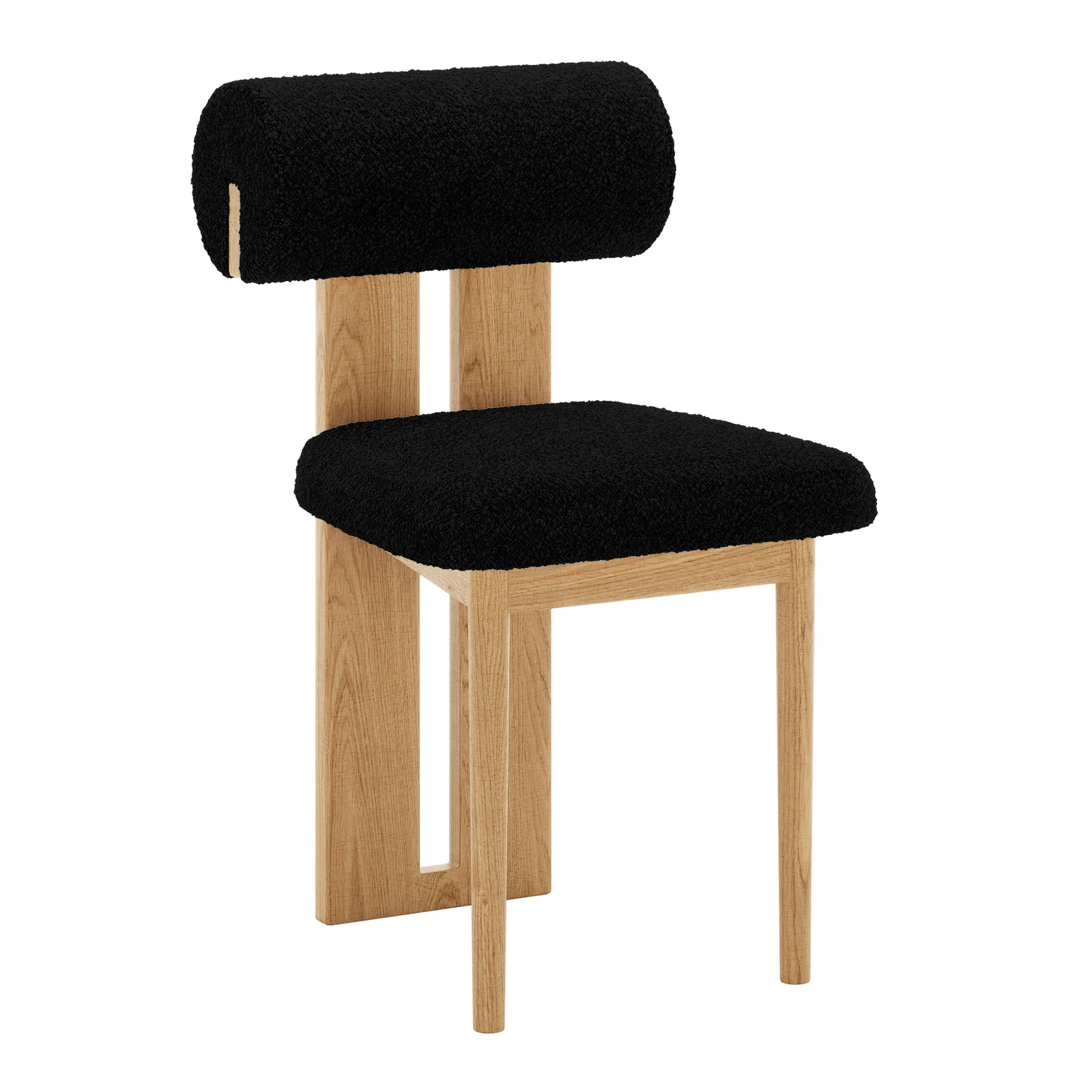 Wylie Boucle Hardwood Oak Dining Chair Set of 2 in Black - Image 5