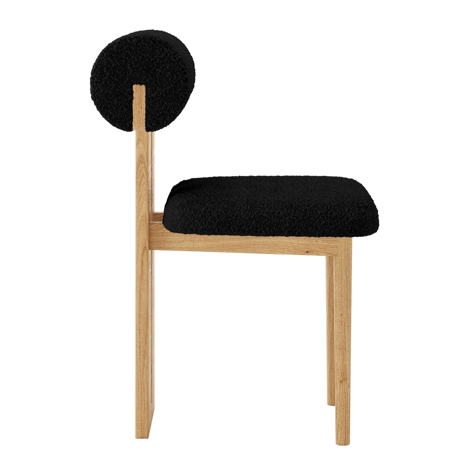Wylie Boucle Hardwood Oak Dining Chair Set of 2 in Black - Image 6