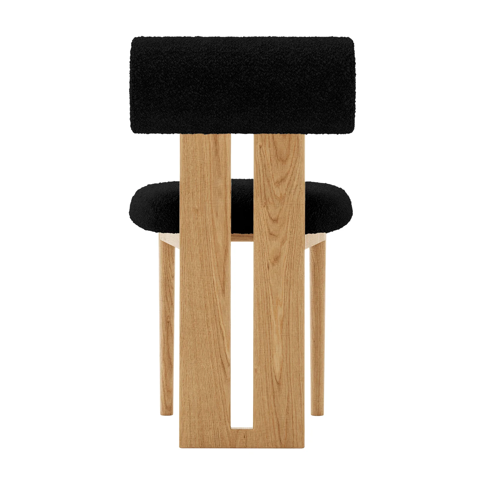 Wylie Boucle Hardwood Oak Dining Chair Set of 2 in Black - Image 7