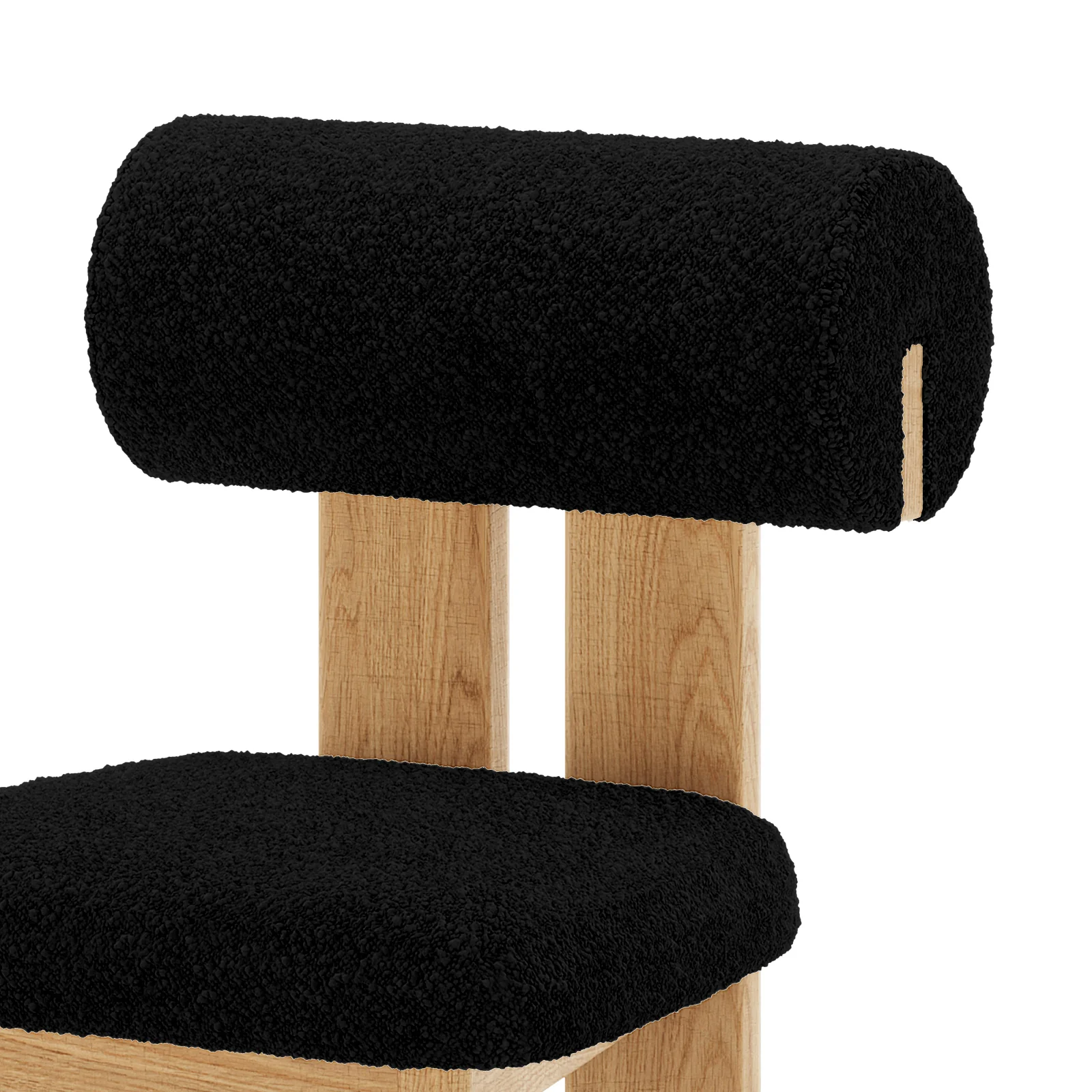 Wylie Boucle Hardwood Oak Dining Chair Set of 2 in Black - Image 8