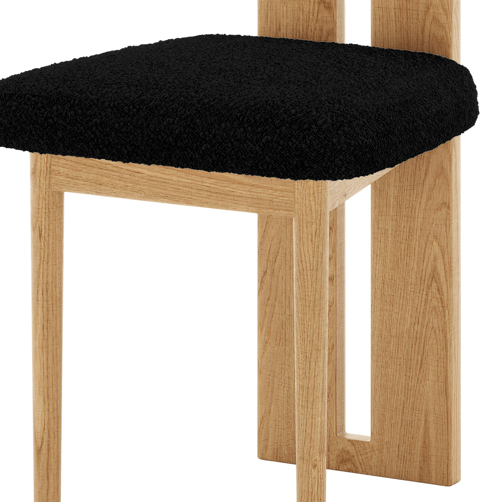 Wylie Boucle Hardwood Oak Dining Chair Set of 2 in Black - Image 9