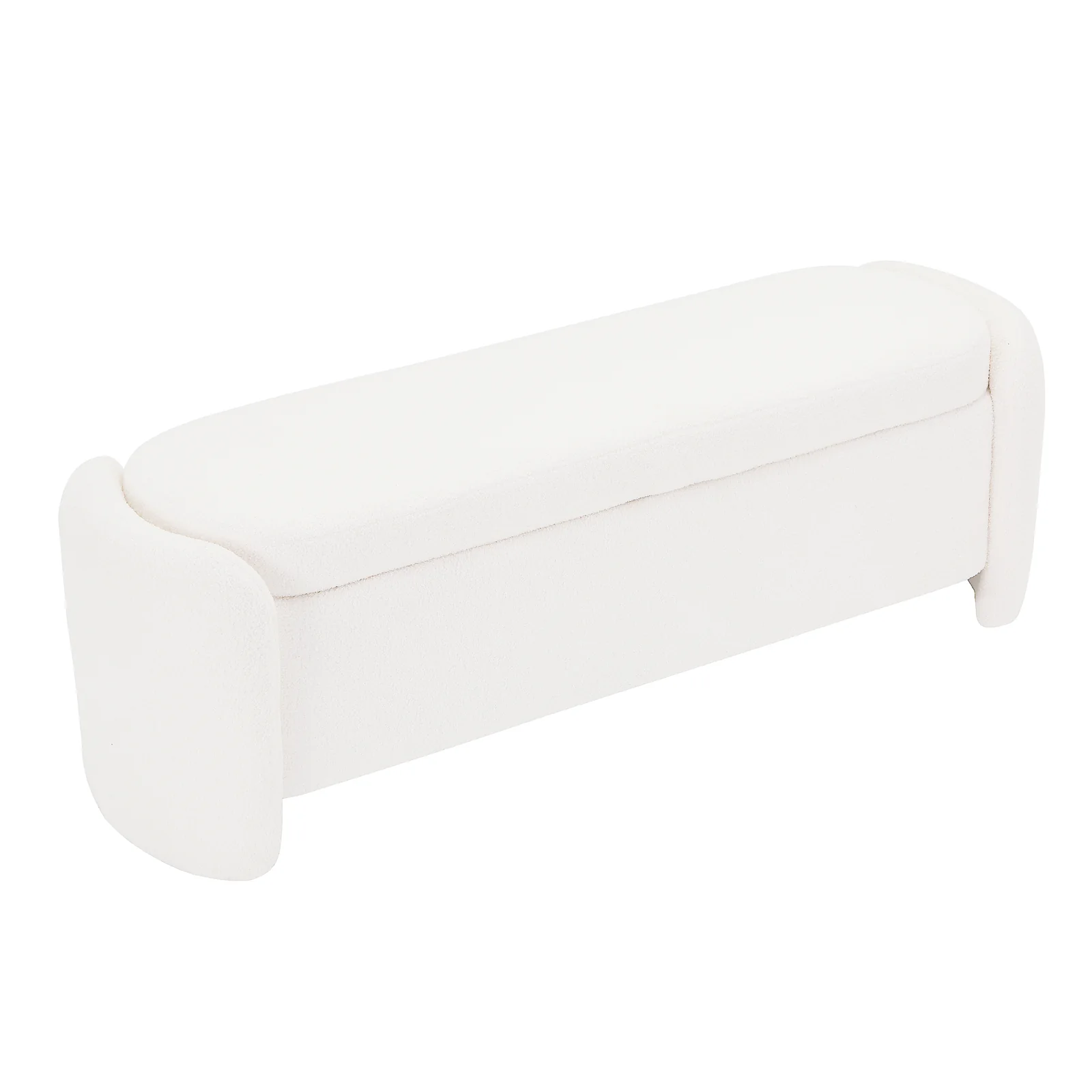 Wynne Fabric Storage Ottoman Bench Seat in Cream White - Image 5