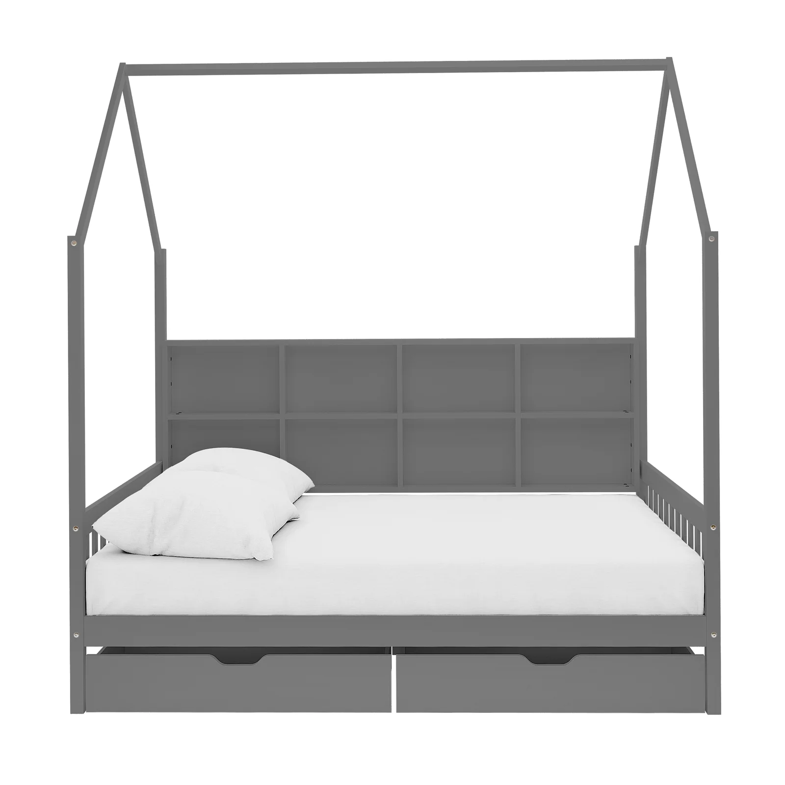 Yileen Kids Double Pine Storage Bed with Drawers in Grey - Image 4