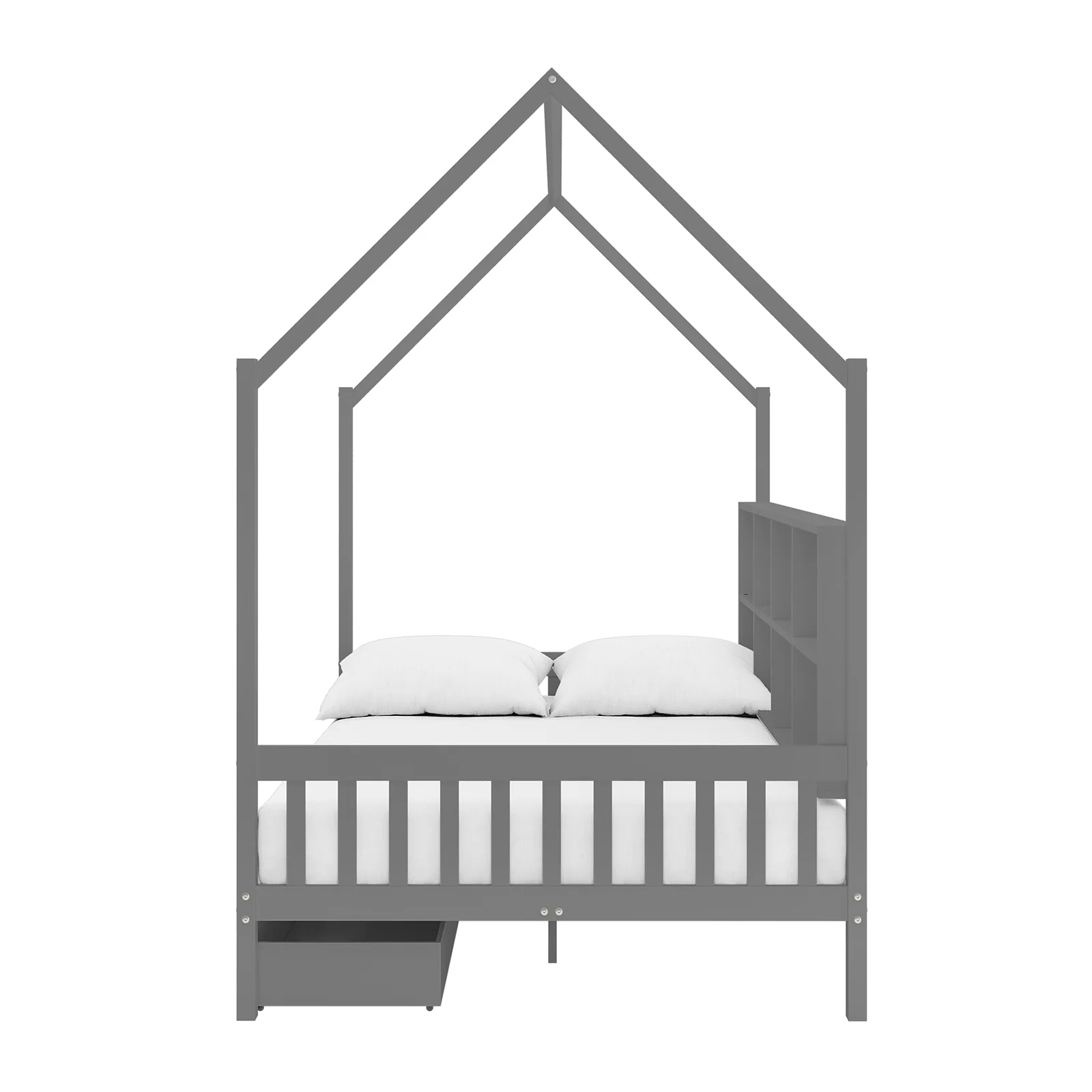 Yileen Kids Double Pine Storage Bed with Drawers in Grey - Image 5