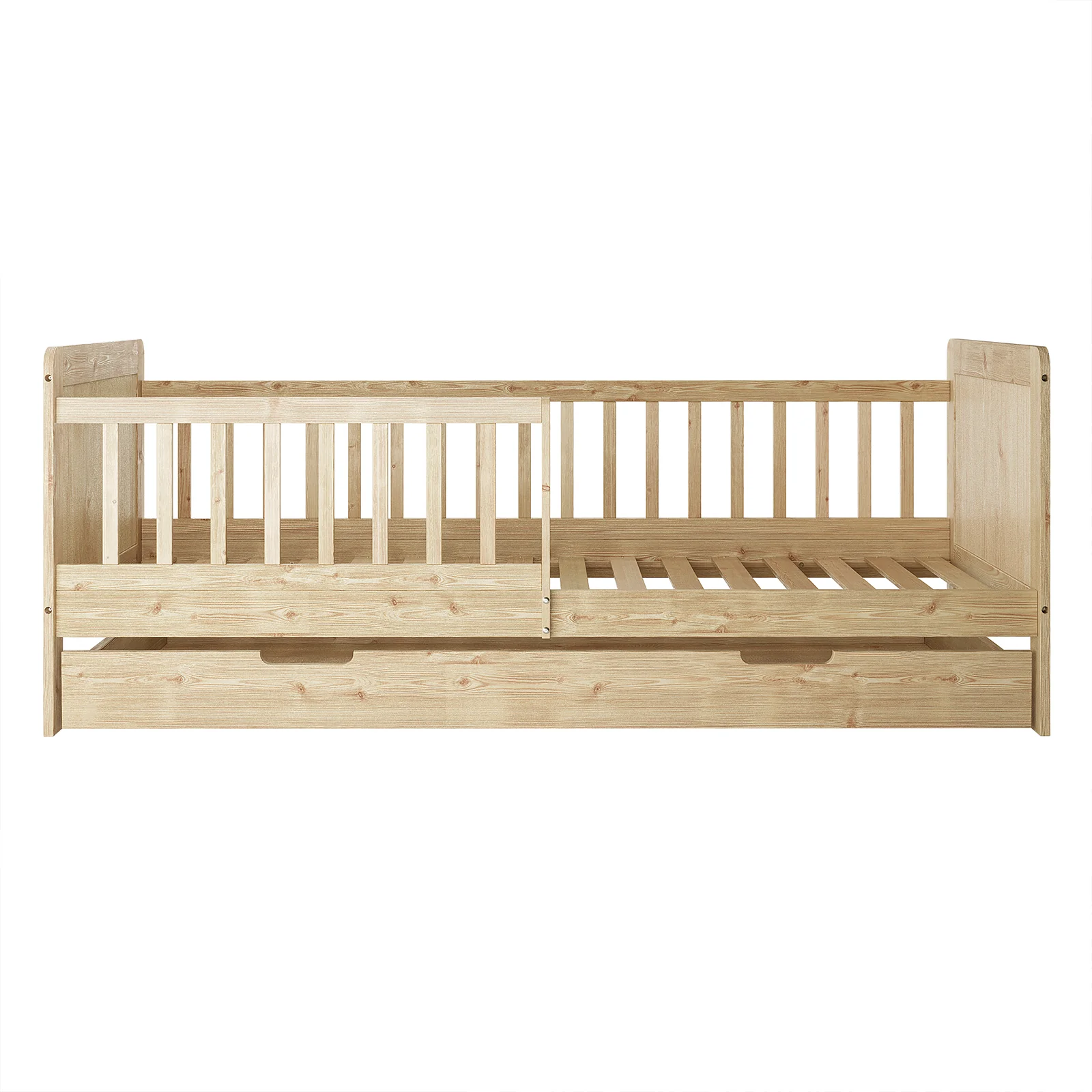 Zane Kids Single Solid Wood Bed Frame with Rail in Natural - Image 5