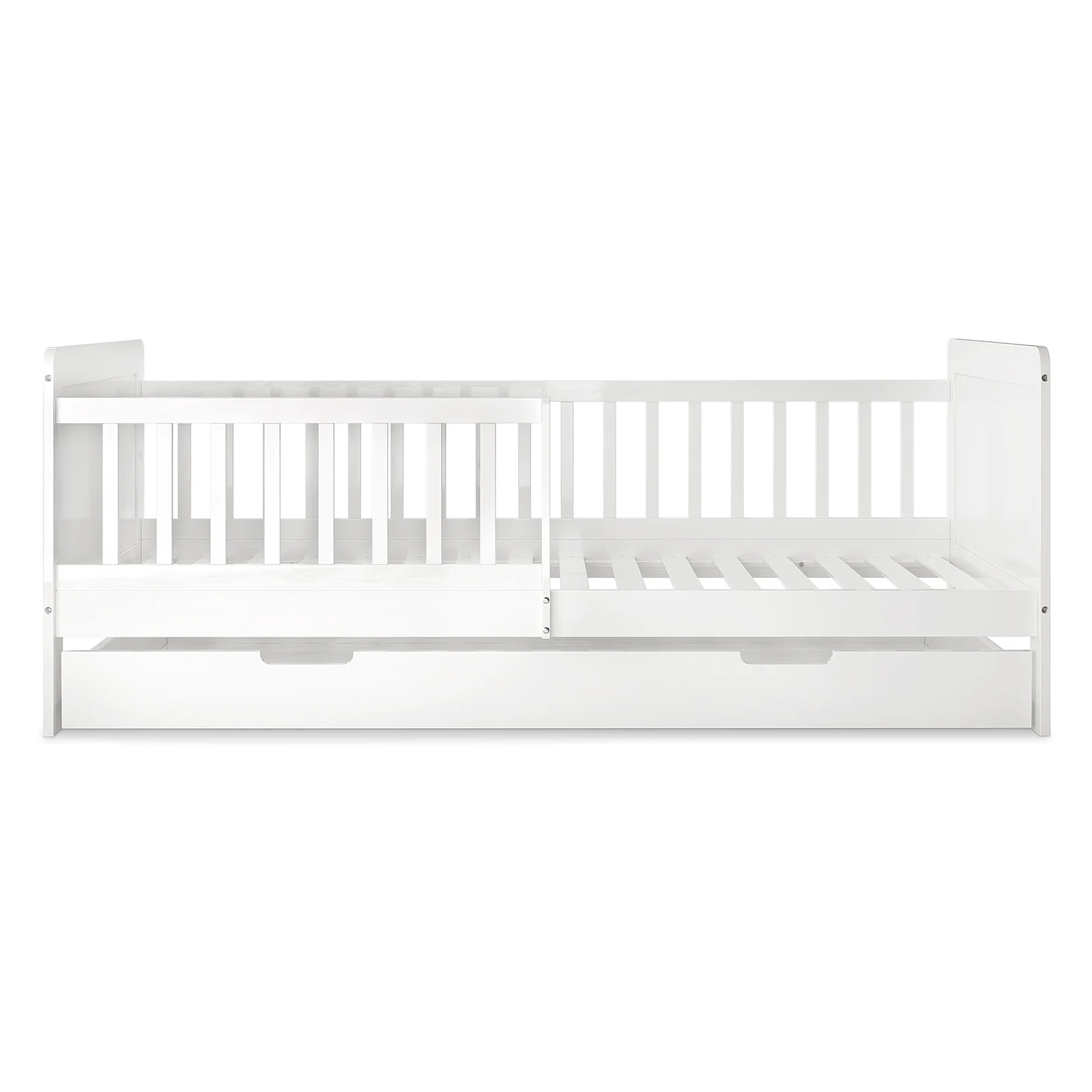 Zane Kids Single Solid Wood Bed Frame with Rail in White - Image 5