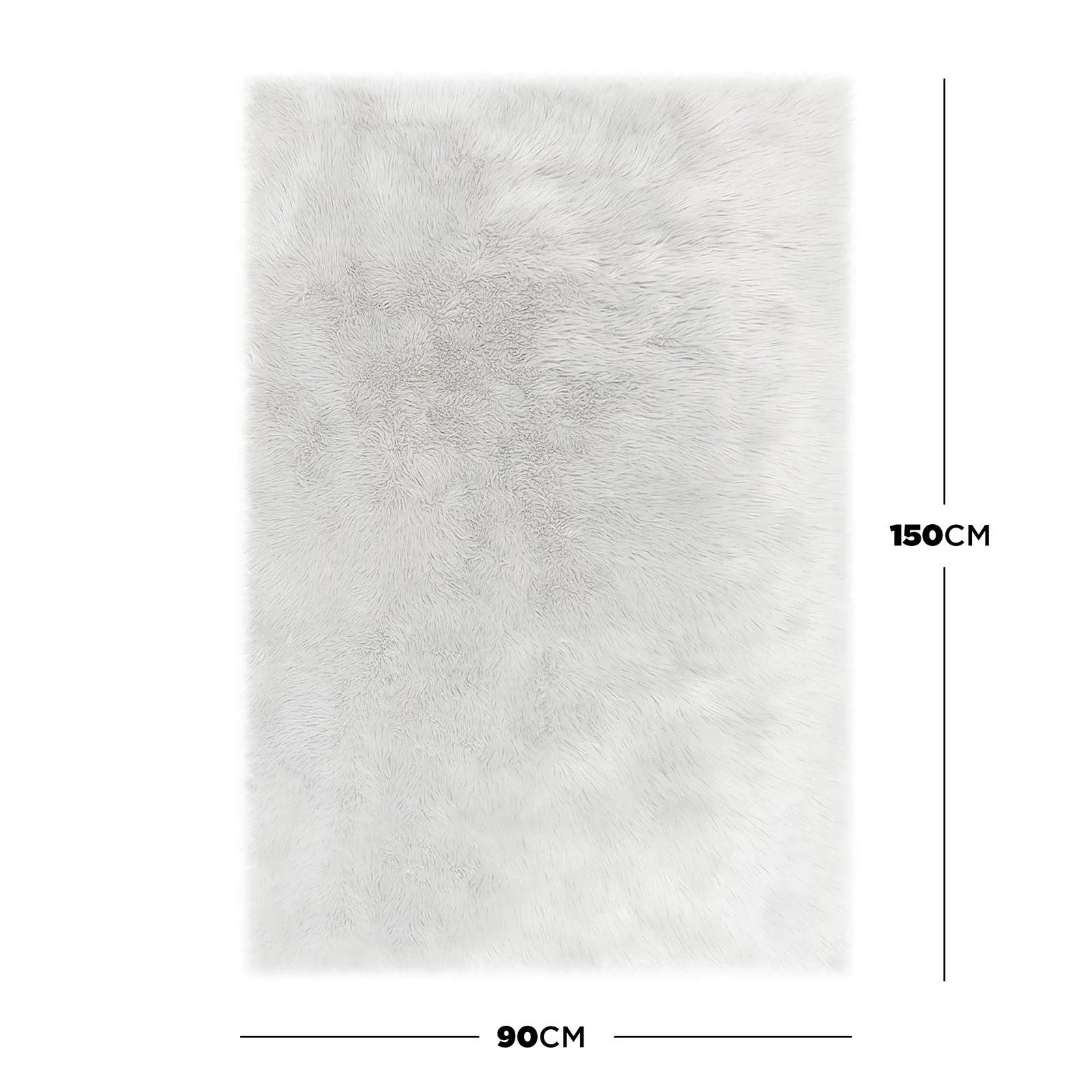 Zubuin 90x150cm Shaggy Plush Rectangular Rug in White - Image 3