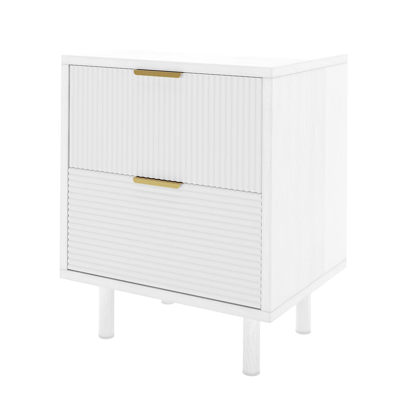 Zuriel 45cm Bedside Table with Drawers in White - Image 3