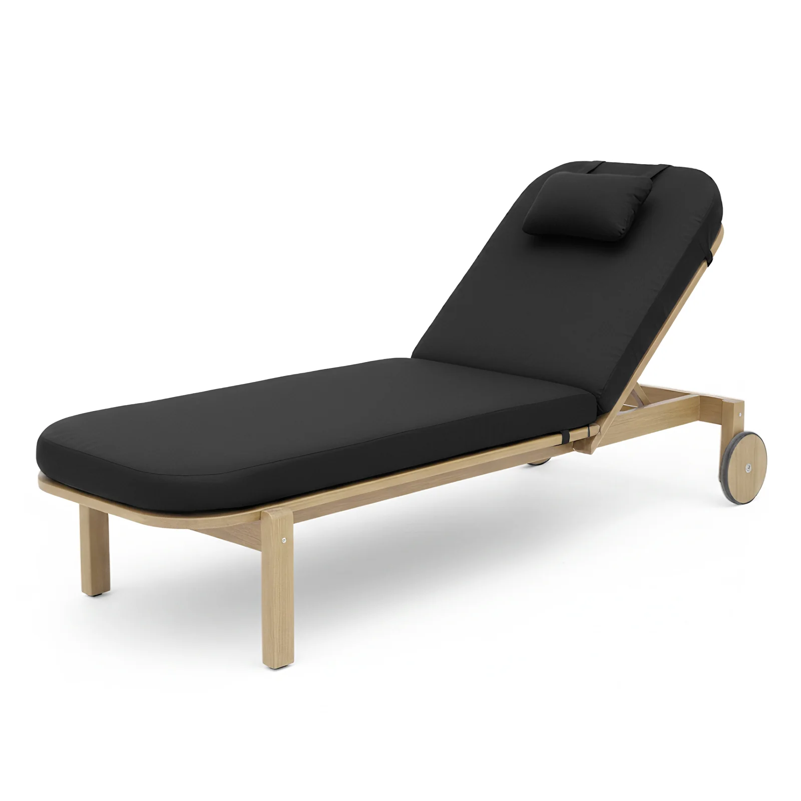 Zyra Hardwood Reclining Sun Lounger with Cushion in Black