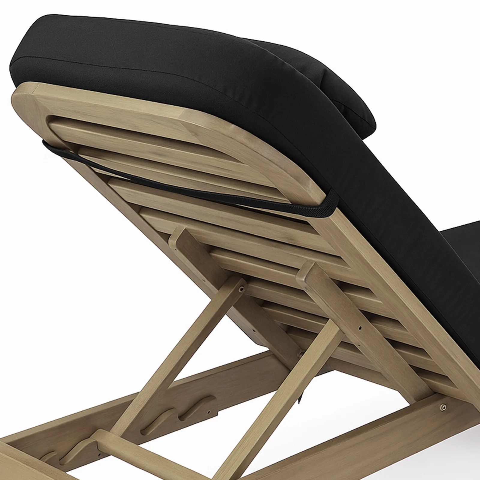 Zyra Hardwood Reclining Sun Lounger with Cushion in Black - Image 3