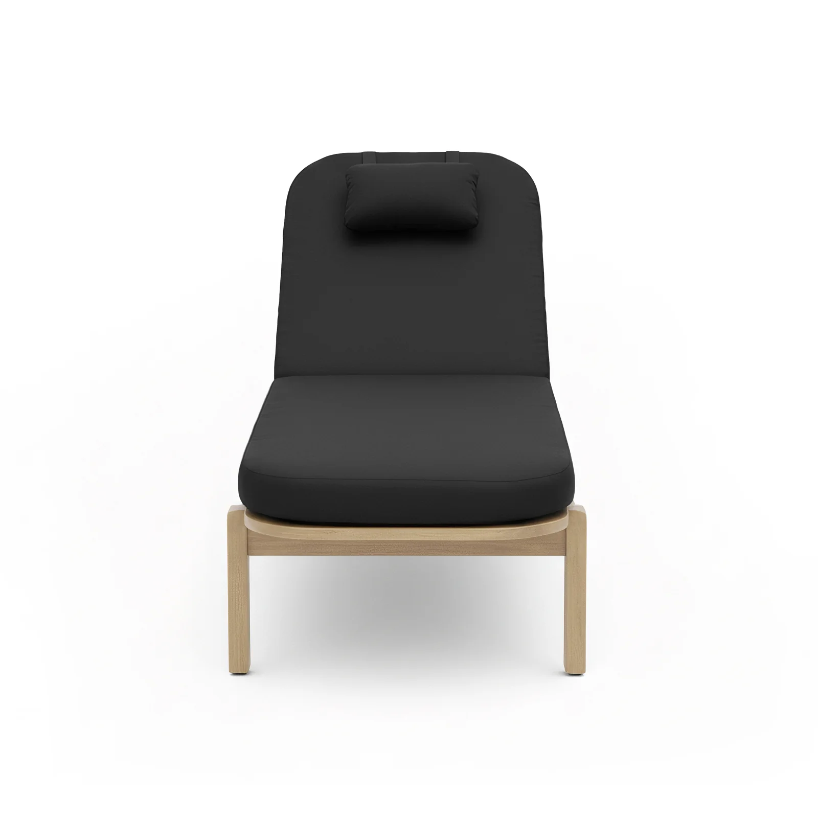 Zyra Hardwood Reclining Sun Lounger with Cushion in Black - Image 5