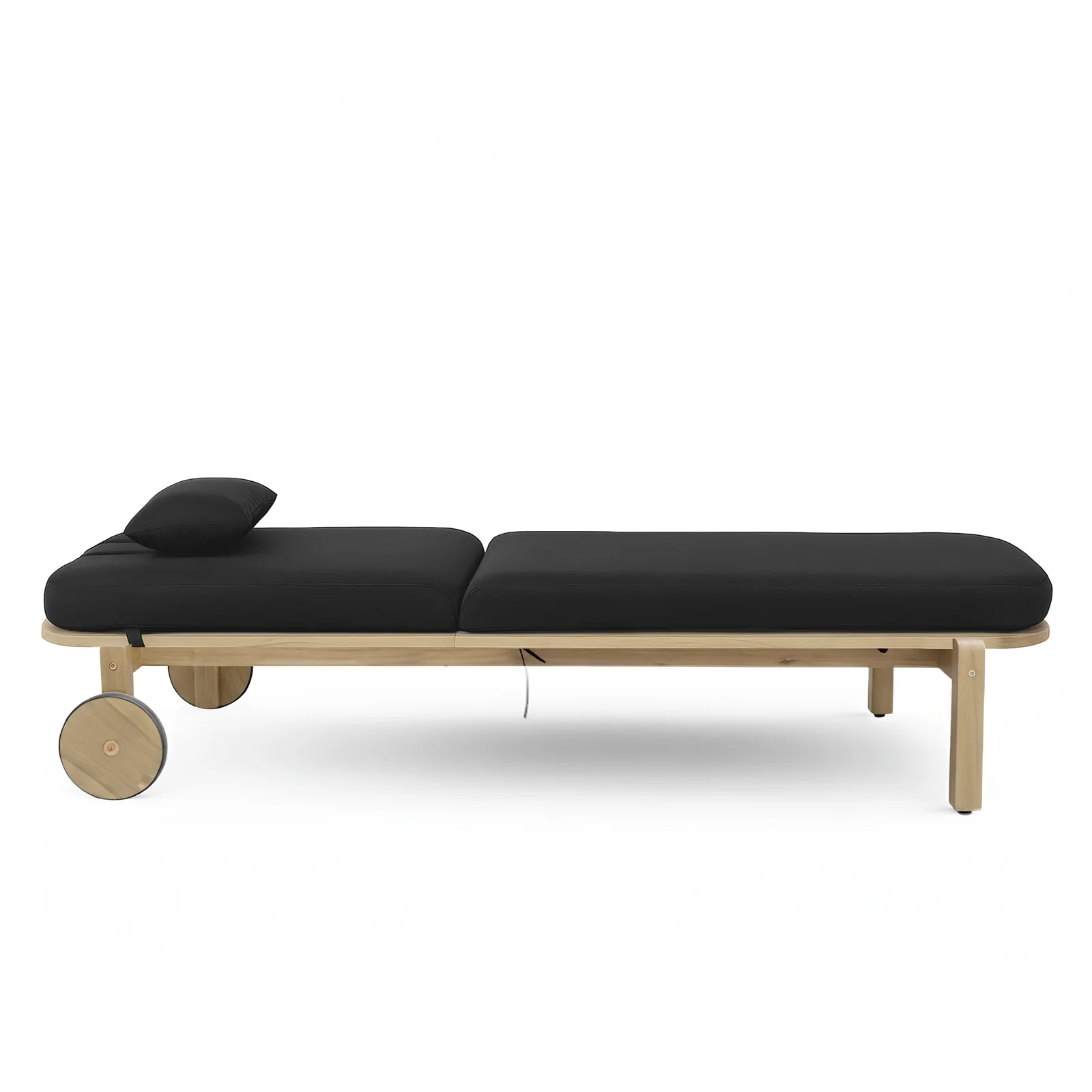 Zyra Hardwood Reclining Sun Lounger with Cushion in Black - Image 7