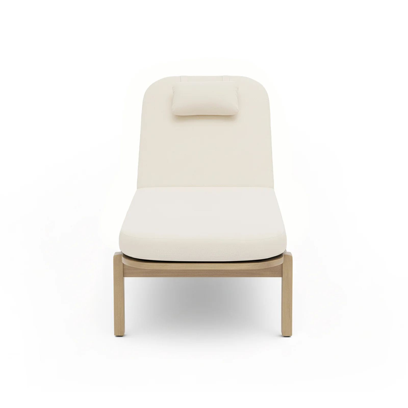 Zyra Hardwood Reclining Sun Lounger with Cushion in Cream - Image 5