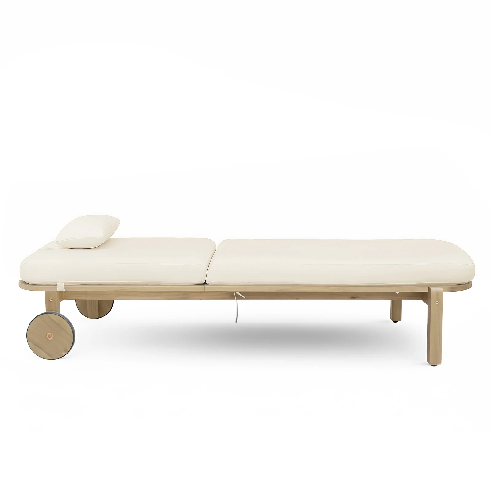 Zyra Hardwood Reclining Sun Lounger with Cushion in Cream - Image 7